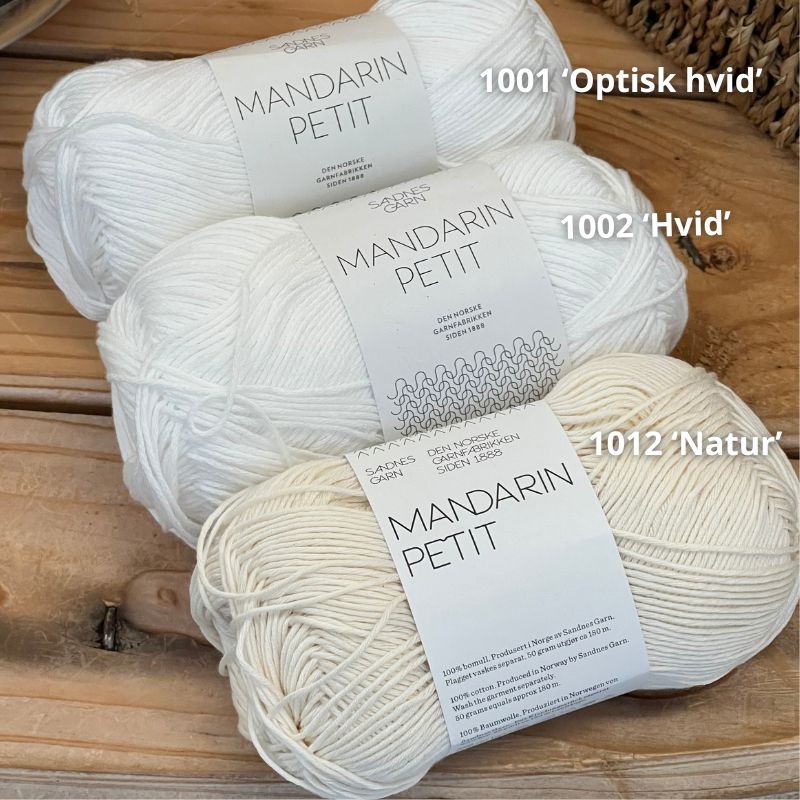 Mandarin Petit fra Sandnes garn i hvid og natur farve