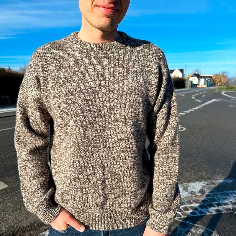 Strikkekit Melange Sweater Man i Tynd Peer Gynt