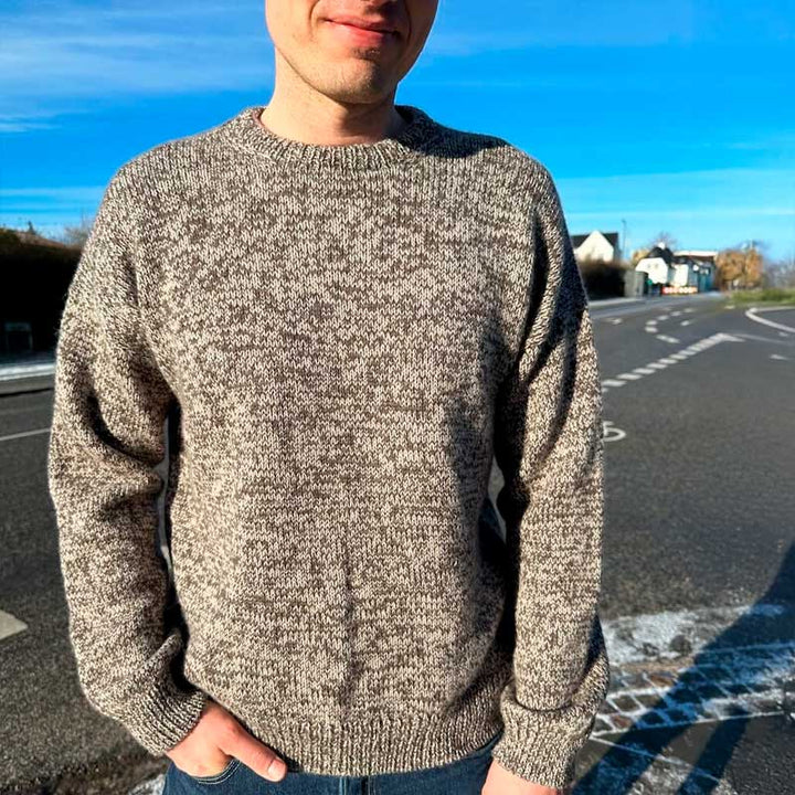 Strikkekit Melange Sweater Man i Tynd Peer Gynt