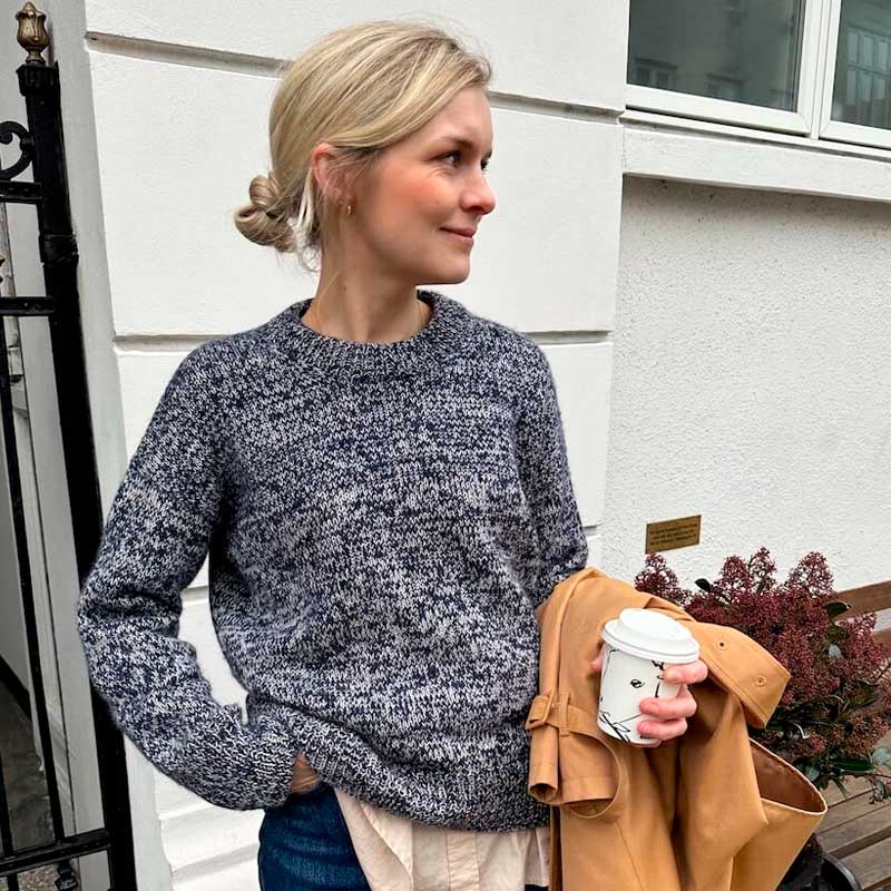 Strikkekit Melange Sweater i Tynd Peer Gynt