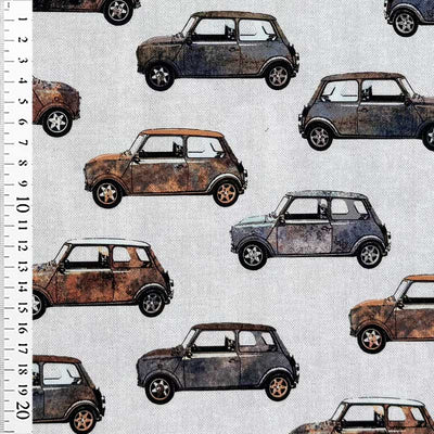 Fast digital canvas bomuld med Mini Cooper