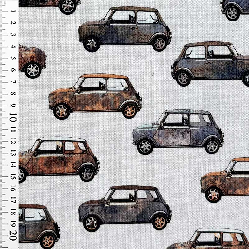 Fast digital canvas bomuld med Mini Cooper