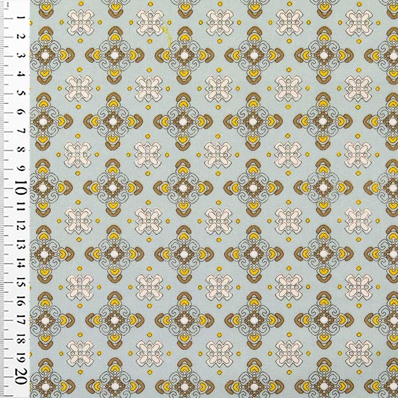 Fast bomuld med grafisk mønster saint lyseblå