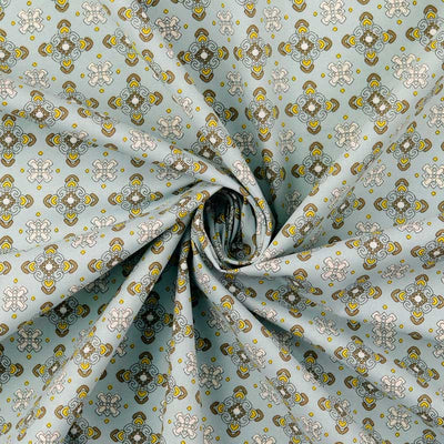 Fast bomuld med grafisk mønster saint lyseblå