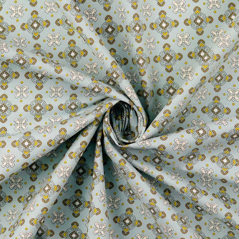 Fast bomuld med grafisk mønster saint lyseblå