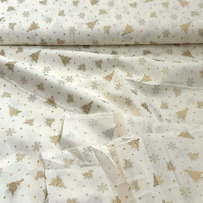 Fast bomuld med gyldent juletema