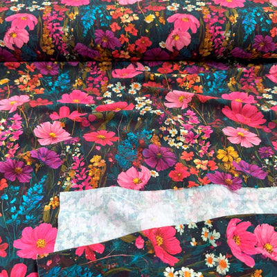 Digital bomuldsjersey med pink efterårshave
