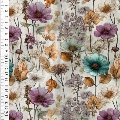 Digital bomuldsjersey med elegante romantiske blomster