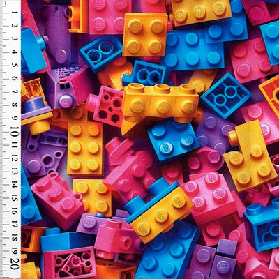 Digital bomuldsjersey med store legoklodser