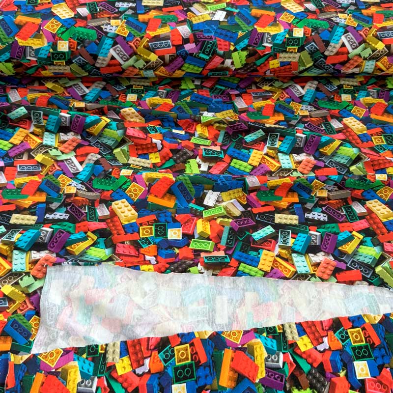 Digital bomuldsjersey med legoklodser
