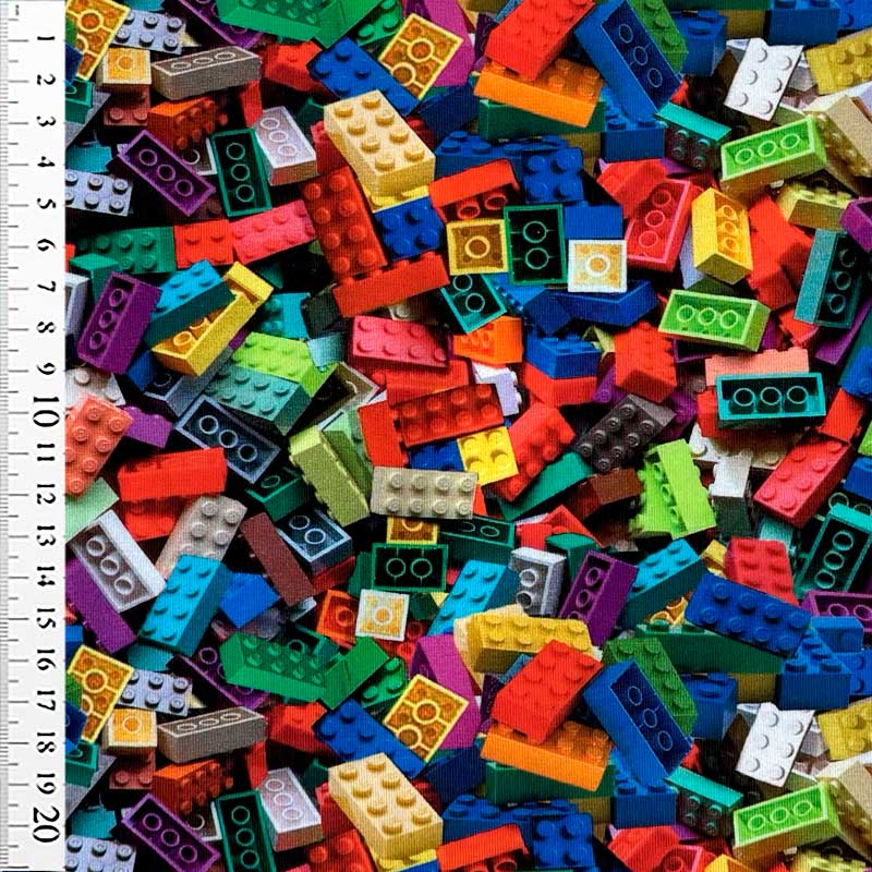 Digital bomuldsjersey med legoklodser
