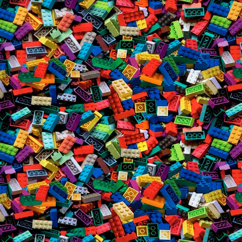 Digital bomuldsjersey med legoklodser