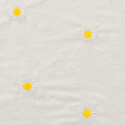 Bomuldspoplin med broderede Margueritter i hvid
