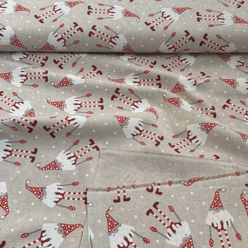 Canvas julestof med nissemand