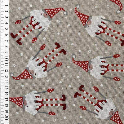 Canvas julestof med nissemand