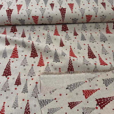 Canvas julestof med juletræer