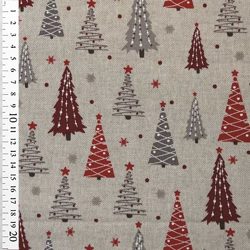 Canvas julestof med juletræer
