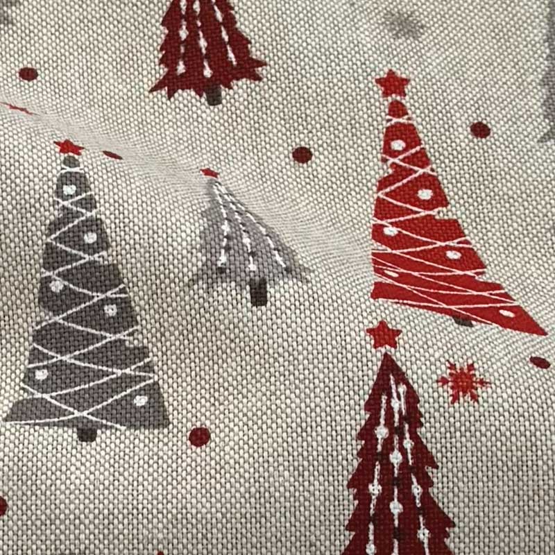 Canvas julestof med juletræer