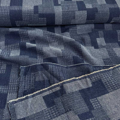 Denim med patchwork mønster