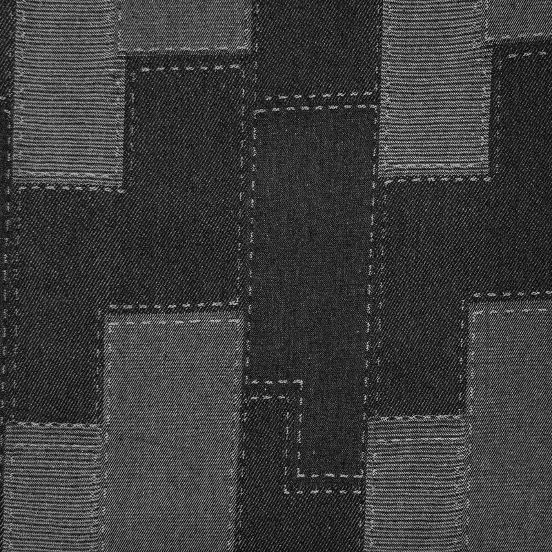 Denim med gråt patchwork mønster