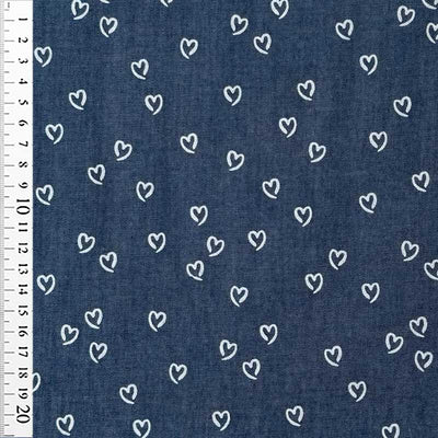 Denim med små søde hjerter