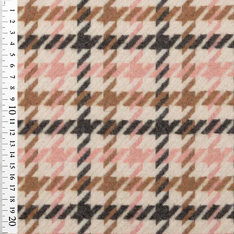 Ternet uldvare i lyserød, brun og sort