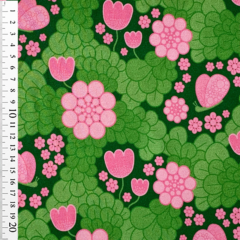 Digital bomuldsjersey med Tulpe flower, grøn