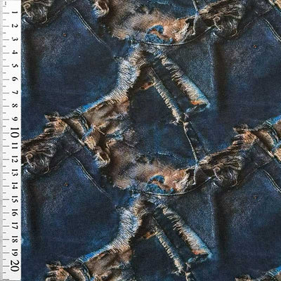 Digital bomuldsjersey med jeans print