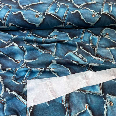 Digital bomuldsjersey med denim jeans lommer og nitter