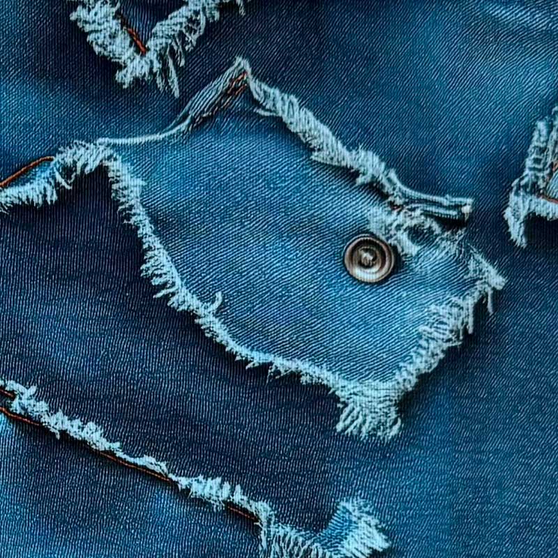 Digital bomuldsjersey med denim jeans lommer og nitter