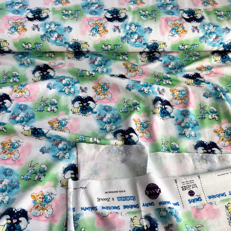 Digital bomuldsjersey med baby Smølf