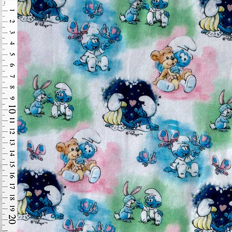 Digital bomuldsjersey med baby Smølf