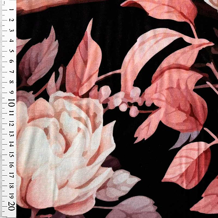 Viscose jersey med smuk blomst