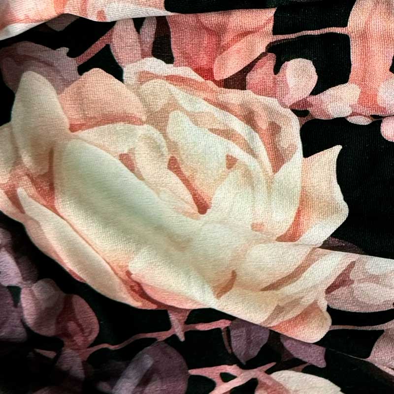 Viscose jersey med smuk blomst