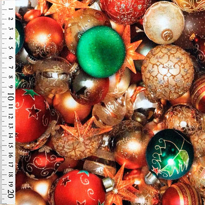 Digital bomuldsjersey med smukke julekugler