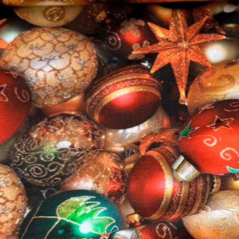 Digital bomuldsjersey med smukke julekugler