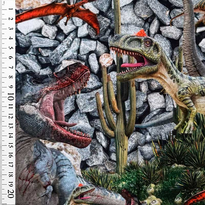 Digital Bomuldsjersey med kødædende dinosaurer