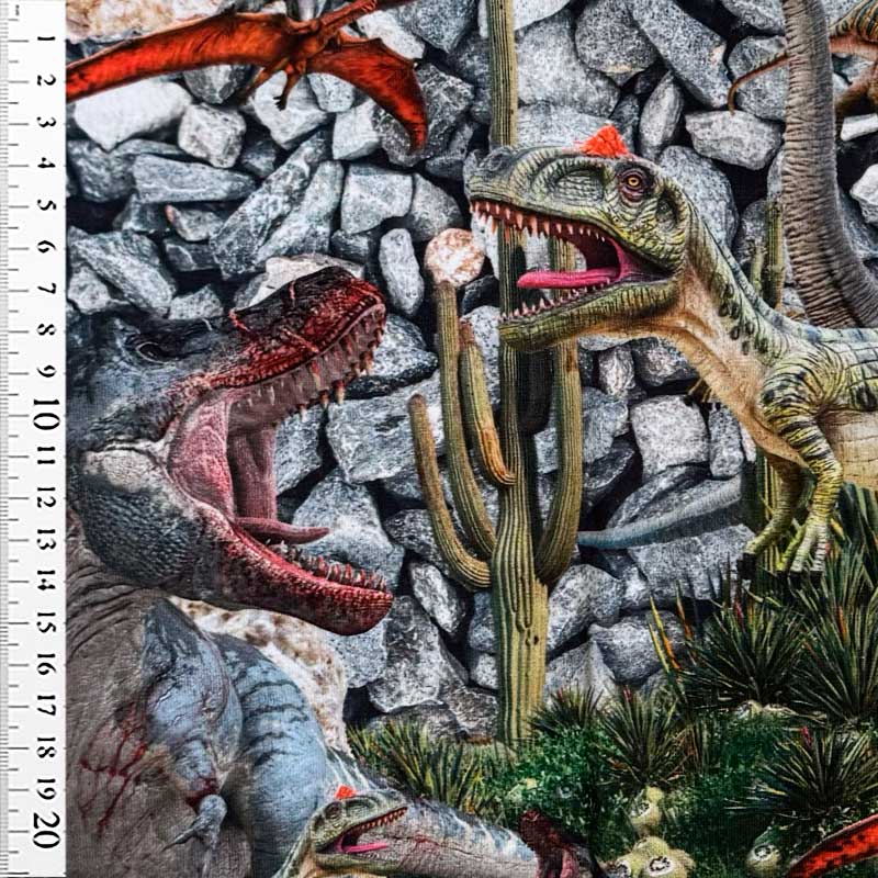 Digital Bomuldsjersey med kødædende dinosaurer