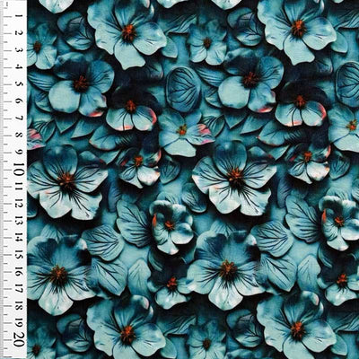 Digital bomuldsjersey med grønt blomsterhav