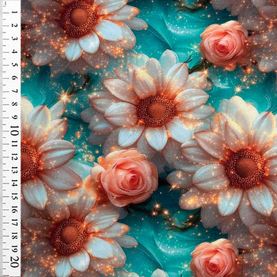 Digital bomuldsjersey med lakse blomster