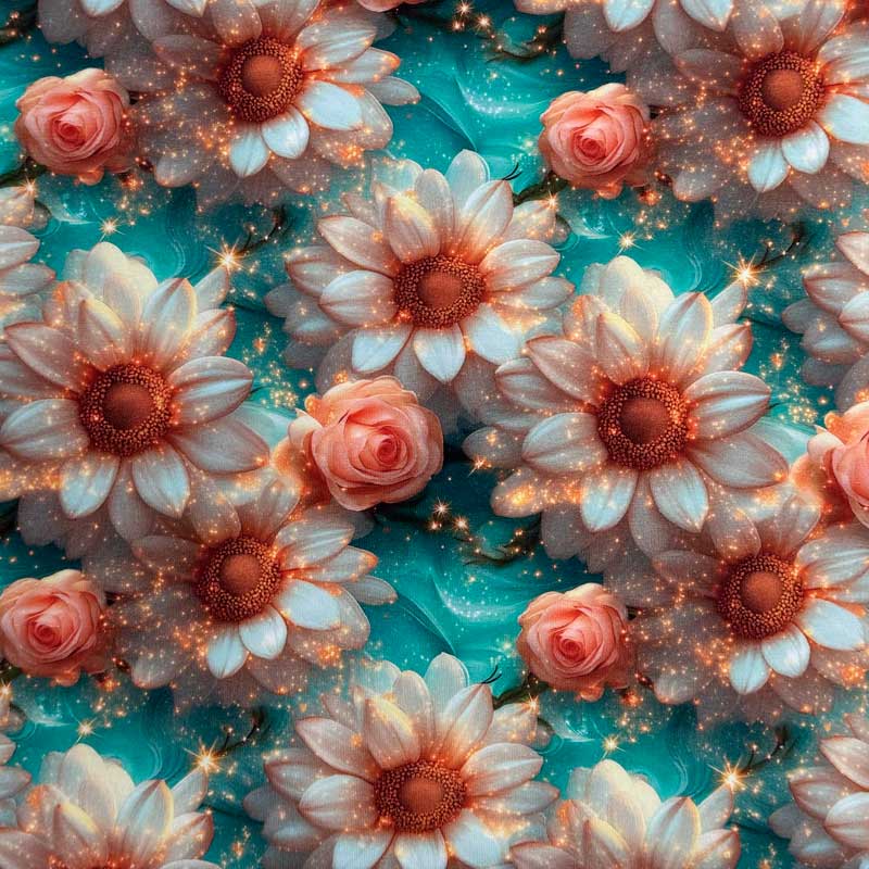 Digital bomuldsjersey med lakse blomster