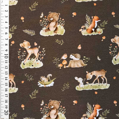 Digital bomuldsjersey med skovens dyr