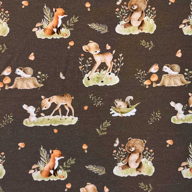 Digital bomuldsjersey med skovens dyr