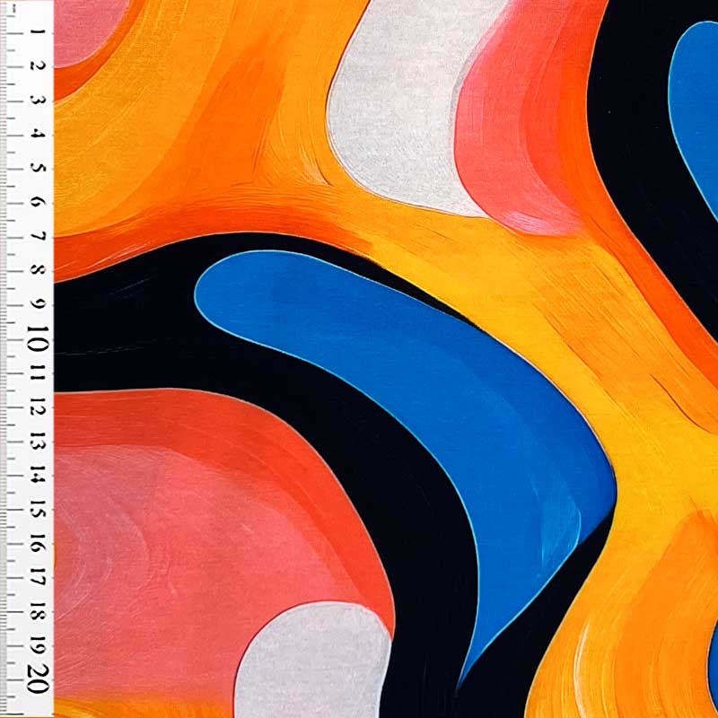 Digital bomuldsjersey med farvespil der svinger