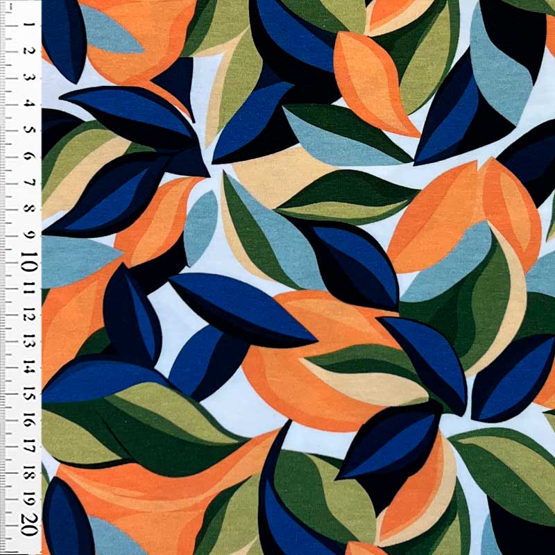 Digital bomuldsjersey med farverige blade