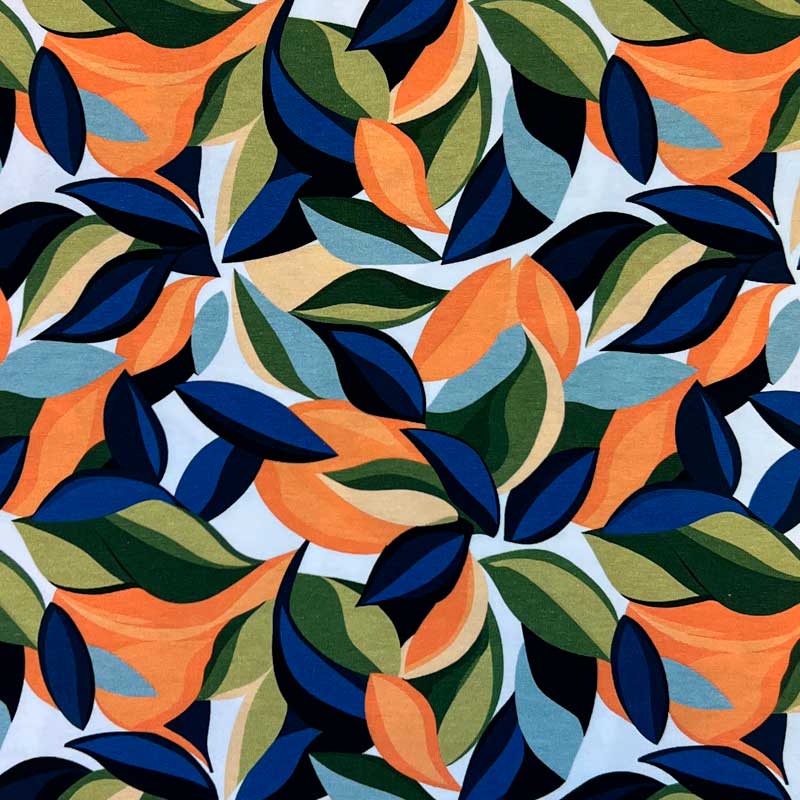 Digital bomuldsjersey med farverige blade