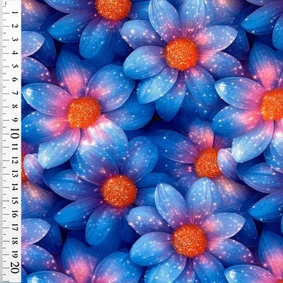 Digital bomuldsjersey med blå blomster