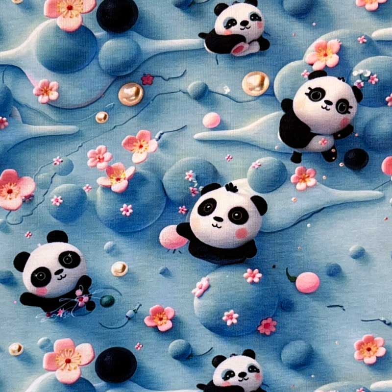 Digital bomuldsjersey med baby Panda