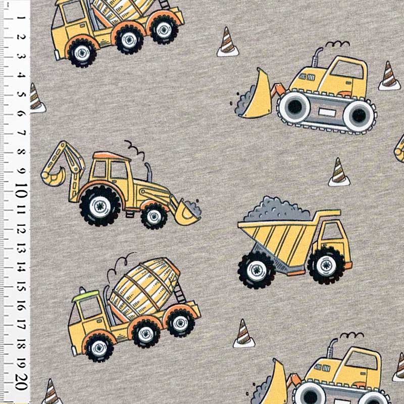 French Terry med lastbil og gravko i beige