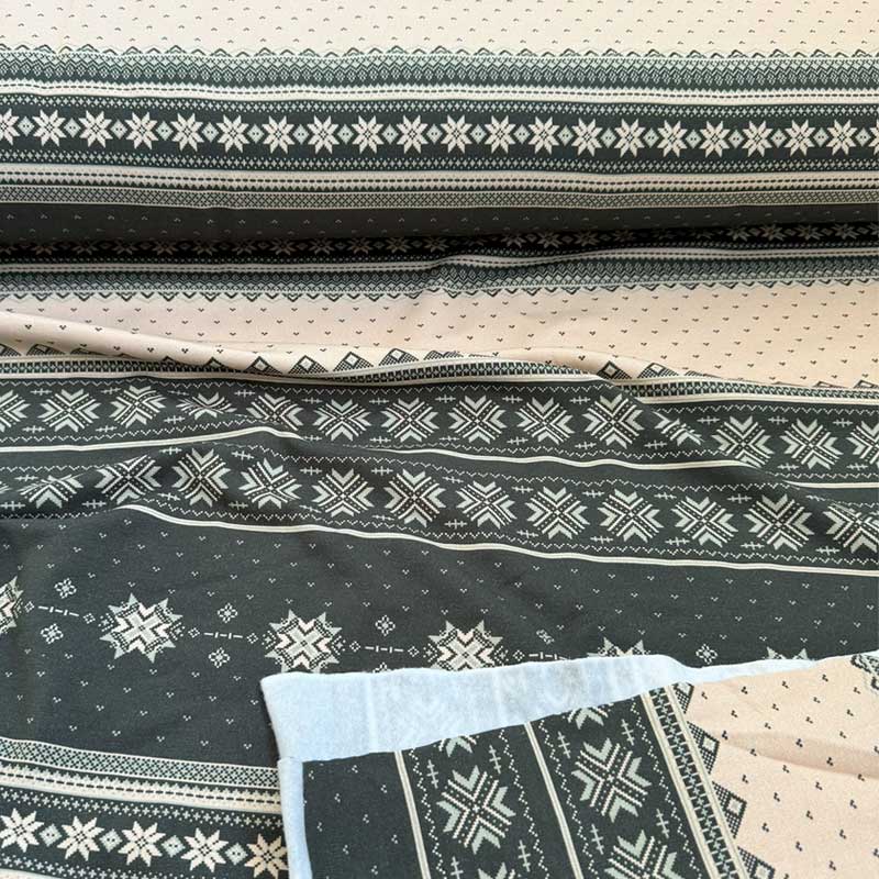 French Terry med retro julemotiv